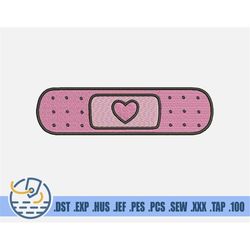 Band Aid Embroidery File - Instant Download - Pink Bandage Pattern For Patches - Clothing Decoration On Valentine's Day