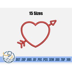 Simple Heart Embroidery File - Instant Download - 15 Sizes Pattern For Patches - Valentine's Day Design For Clothing Dec