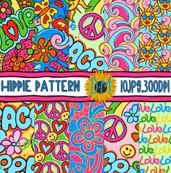 hippie seamless pattern - digital papers -  background
