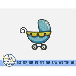 Baby Carriage Embroidery File - Instant Download - Cute Baby Stroller For New Happy Family - Pattern For Patches And Clo