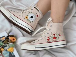 Embroidered Rose And Mushroom Garden,Converse High Tops Chuck Taylor1970s,FlowerConverse