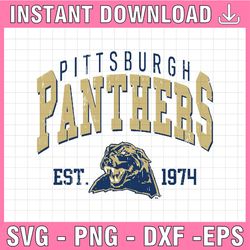 Vintage 90's Pittsburgh Panthers Svg, Pittsburgh Svg , Vintage Style University Of Pittsburgh Png Svg dxf NCAA Svg, NCAA