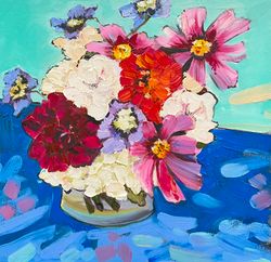 Flowers painting Original oil painting Floral painting Australian flowers Still life painting Impasto painting Wall art