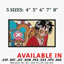 Luffy x chopper embroidery design, One piece embroidery, Anime design, Anime shirt, Embroidery shirt, Digital download
