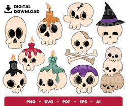 Bundle Layered Svg, Halloween Svg, Cranium Svg, Horror Svg, Digital Download, Clipart, PNG, SVG, Cricut, Cut File