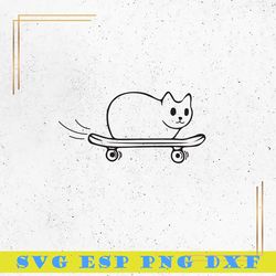 Cat on Skateboard SVG, Happy Cat SVG, Animal SVG