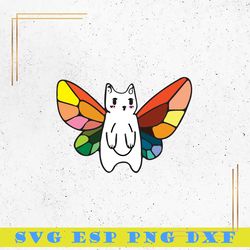 Cat Fairy Tail SVG, Magic Cat SVG, Butterfly Cat Color SVG