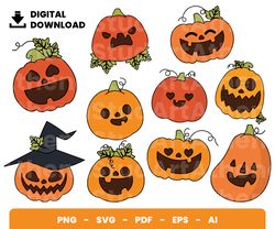Bundle Layered Svg, Halloween Svg, Jack or Pumpkin Lantern Svg, Digital Download, Clipart, PNG, SVG, Cricut, Cut File