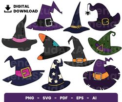 Bundle Layered Svg, Halloween Svg, Witch Hat Svg, Horror Svg, Digital Download, Clipart, PNG, SVG, Cricut, Cut File