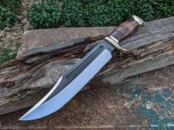 15" Handmade Damascus Hunting Knife with Leather Sheath - Ideal for Skinning, Camping, Outdoor -Fixed Blade Knife