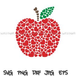 Valentines Day svg, Apple Hearts svg, Teacher Valentines Day, Digital File, instantdownload, png for shirt