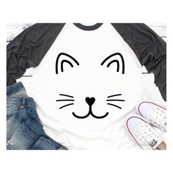 Cat Face Svg Cutfile Cat Whiskers Svg Kitty Svg Cat Svg Kitten Lashes Svg Png Shirt Iron-On Svg File for Cricut Silhouet