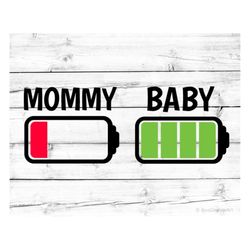 Mommy and Baby Matching Family Svg Mommy & Me Svg Battery Low Svg Mother Son Svg Mom Daughter Shirts Svg Files for Cricu