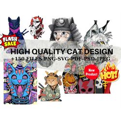Perfectly Painted: Cute and Colorful Cat Designs l Cat design svg, Colorfull CAT Png, Digital Download Svg-Png, High Qua