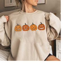 Pumpkin Sweatshirt, Pumpkin Sweater, Jack-o-Lantern Sweatshirt, Halloween Crewneck Sweatshirt, Halloween Sweater, Spooky