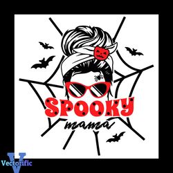 Spooky Mama Messy Bun Woman With Spider Web Svg