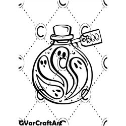Ghosts in a bottle clipart vector graphic svg png jpg eps boo bottle Halloween ghosts in a jar