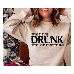 Merry Drunk I'm Christmas SVG PNG PDF, Christmas Svg, Christmas Jumper, Distressed Christmas Svg, Merry Christmas Svg, F