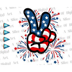 Patriotic Peace Hand Sign SVG PNG EPS American Flag Veterans Independence Day, 4th Fourth July Sublimation Vinyl Design