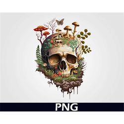 Mushroom Skull PNG Digital Dowload, Skull covered in fungi last of us inspired skull PNG file for cricut silhouette subl