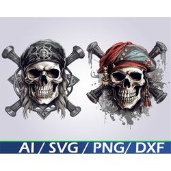 Pirate Skull and Crossbones SVG Bundle Digital Download pirate svg skull instant download skull and crossbones clip art