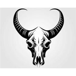 Bull Skull SVG Digital Download, cow skull svg files for cricut, western cow skull png for silhouette svg, animal skull