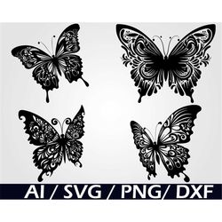 Butterfly svg bundle digital download, Monarch butterfly clipart butterfly png digital clip art for cricut for silhouett