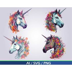 Beautiful Unicorn SVG Digital Download Bundle, Enchanting creatures whimsical unicorn clip art fantasy creature charming