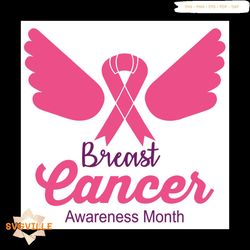 Breast Cancer Awareness Month Pink Wings Svg, Breast Cancer Svg