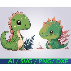 Cute Dinosaur SVG Digital Download Bundle, Kids Adorable Baby Dinosaurs, Family Dinosaur PNG Bundle for cricut for subli