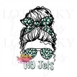 Jets Leopard Messy Bun | Instant Download | SVG and PNG Files | New York