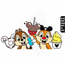 Chip and Dale SVG png clipart , Disneyland snacks svg , cut file layered by color