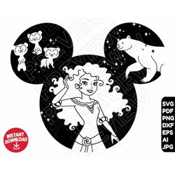 Merida SVG princess ears Brave png clipart , cut file outline silhouette
