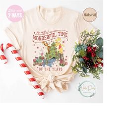 Winnie The Pooh Christmas Tree Shirt, The Most Wonderful Time Of The Year Winnie The Pooh Christmas Lights Tee, Pooh And