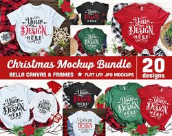 Christmas Mockup Bundle, 20 Christmas mockups, Bella Canvas 3001, Plain Shirt Mockup, T-shirt Bundle, Mockup Shirt Desig