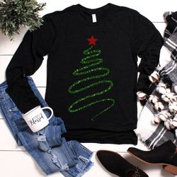 Christmas Tree Shirt, Line Trees, Christmas Shirt, Tree Lover Shirt, Holiday Shirt, Women's Christmas Shirt, Christmas S