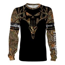 Deer Antlers skull Camouflage hunting Shirt Customize name 3D Full printing &8211 Personalized hunting gifts for men wom