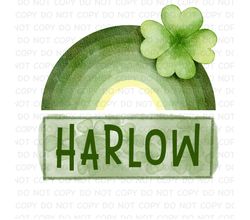 Green Watercolor Rainbow St Patricks Day Lucky Clover Personalized Toddler Girls Digital Sublimation