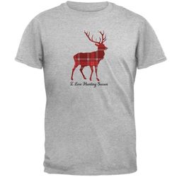 Deer Buck I Love Hunting Season Plaid Mens T Shirt
