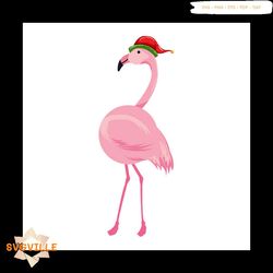 christmas pink flamingo elf hat svg, christmas svg, pink flamingo svg