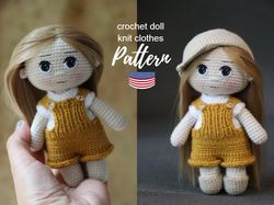 Crochet doll pattern - Sherlock doll with knitting clothes Eng PDF