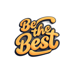 Logo with text "Be the best" white background, product, poster, 3d render, typography