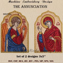 The Annunciation icons set of two machine embroidery designs