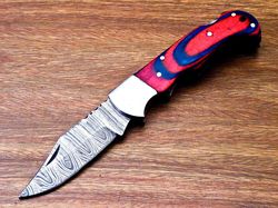Beautifull Custom Handmade Damascus Steel Poket Folding Knife,