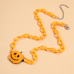 Pumpkin Imp Pendant Resin Chain Necklace