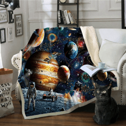 BeddingOutlet Sloth Blankets For Bed Cartoon Animal Plush Blanket Planet Star Bedding Universe Outer Space Sherpa Fleece