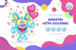Monster with balloons.