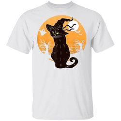 Retro Halloween Black Cat T-Shirt, Halloween Black Cat T-Shirt