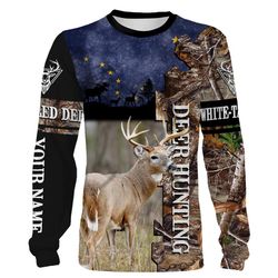 Deer hunting Alaska Flag camo Custom Name 3D All over print Shirts, Face shield &8211 personalized hunting gifts &8211 F