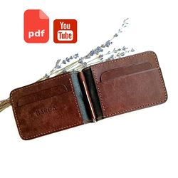 Leather pattern money clip wallet - Leather wallet pattern - Download PDF & video TUTORIAL
